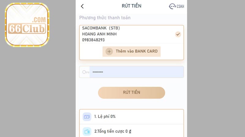 Rút tiền 66club - Hướng dẫn rút tiền từ A đến Z cho người tân thủ